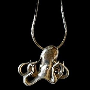 Unique handcrafted sterling silver octopus pendant and chain